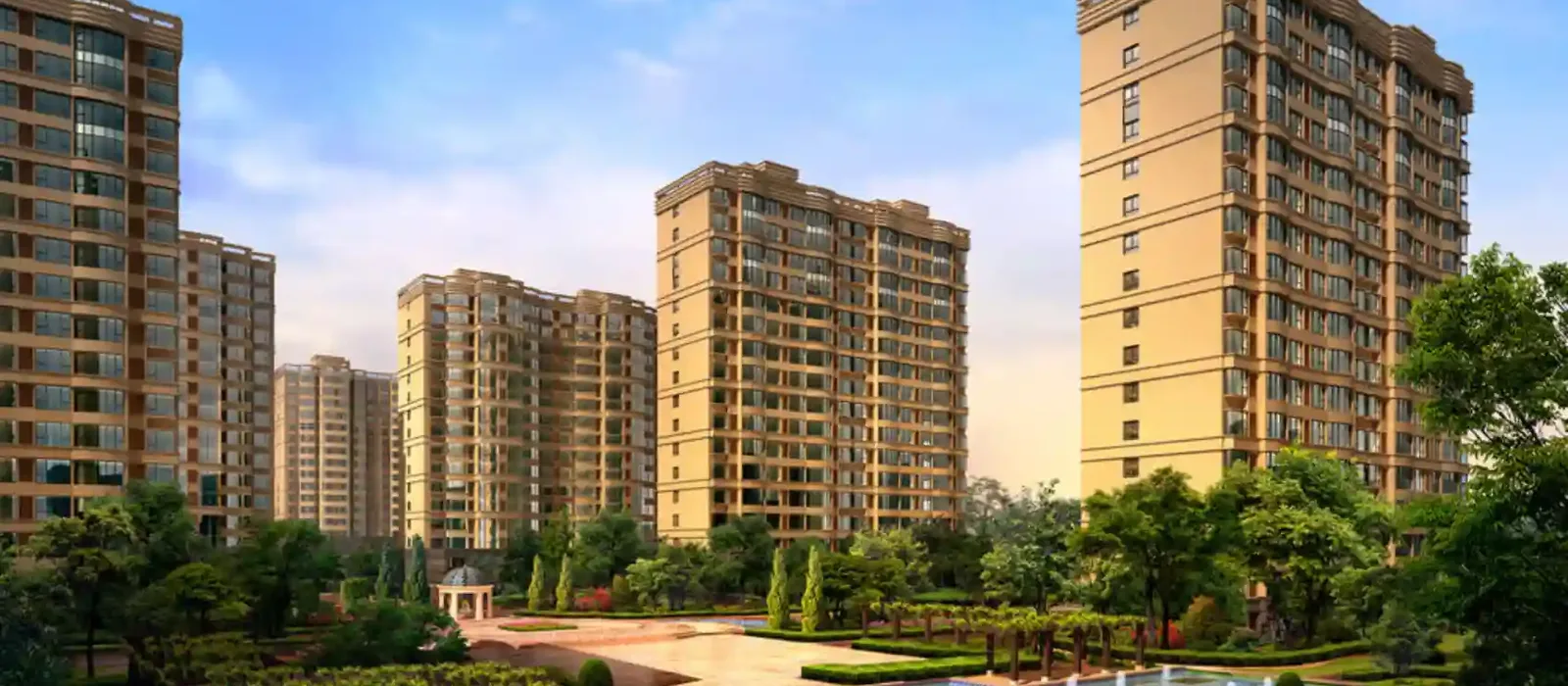 Purva Cityspire towers with landscaped gardens