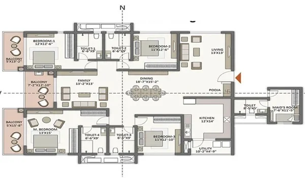 Featured Image of Purva Cityspire 4 BHK Floor Plan